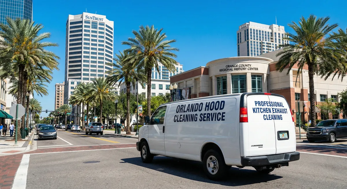 Orlando Hood Cleaning service van on route